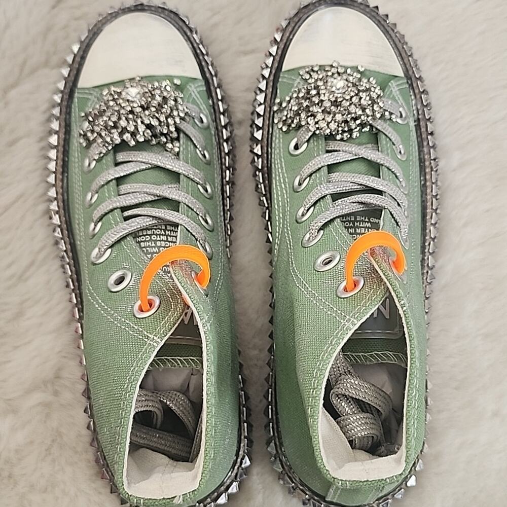 Nan-Ku Couture x Free People Cruise Studded Aloe Green High-Top Sneakers Size 38 - Picture 9 of 11